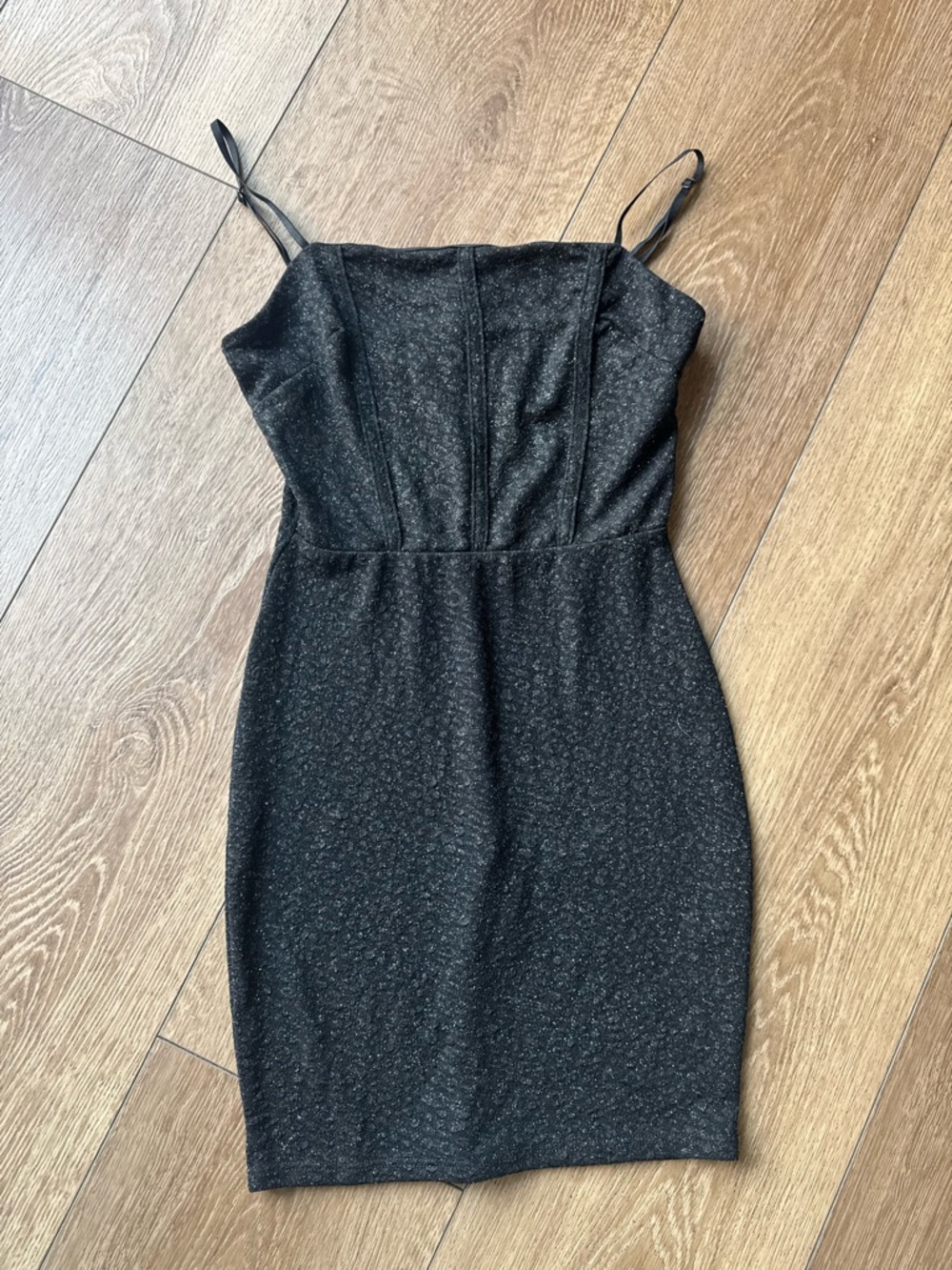 Black Sparkle Mini Dress with Spaghetti Straps